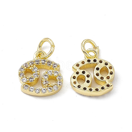 Real 18K Gold Plated Brass Micro Pave Clear Cubic Zirconia Charms KK-E068-VB411-4-1