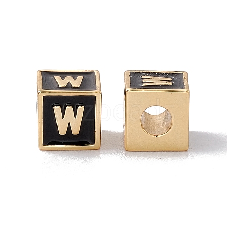 Rack Plating Brass Enamel Beads KK-B060-04G-01W-1