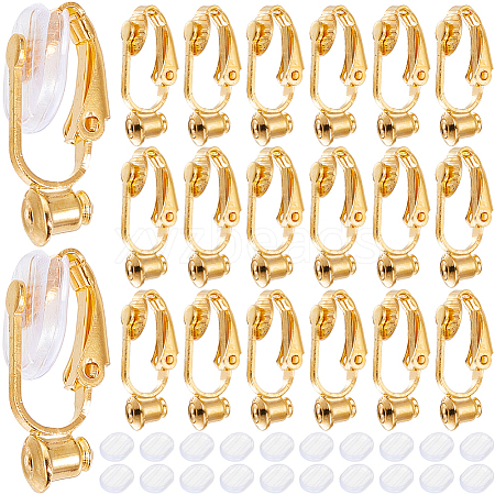 SOFPLATE 36Pcs Brass Clip-on Earring Converters Findings KK-SP0001-10G-1