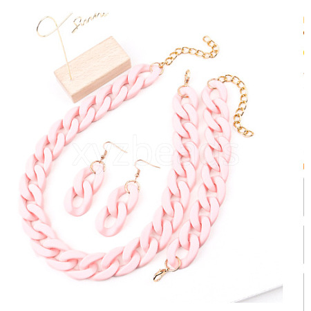 Acrylic Curb Chain Chain Necklaces & Dangle Earrings & Bracelets Sets FS-WGA399B-05-1