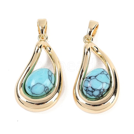 Synthetic Turquoise Teardrop Pendants KK-U043-39G-02-1