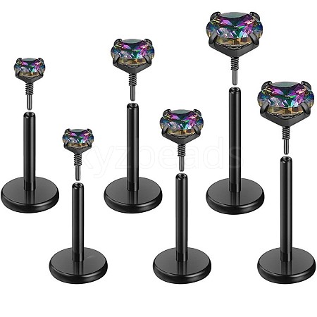 316L Surgical Stainless Steel Pave Colorful Cubic Zirconia Flat Round Internally Threaded Labrets FS-WG7B90D-08-1
