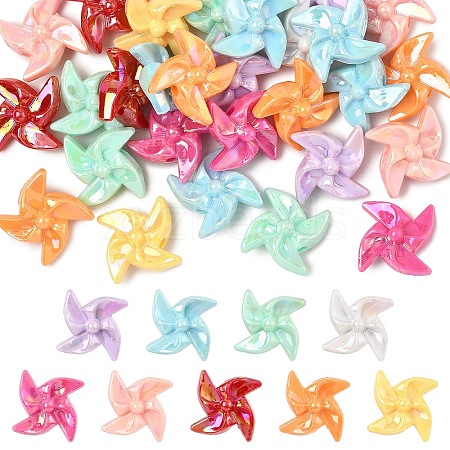 30Pcs UV Plating Opaque Acrylic Beads OACR-YW0004-16-1