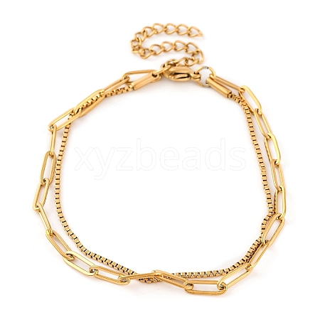 304 Stainless Steel Multi-Strand Chain Bracelets BJEW-G711-03A-G-1