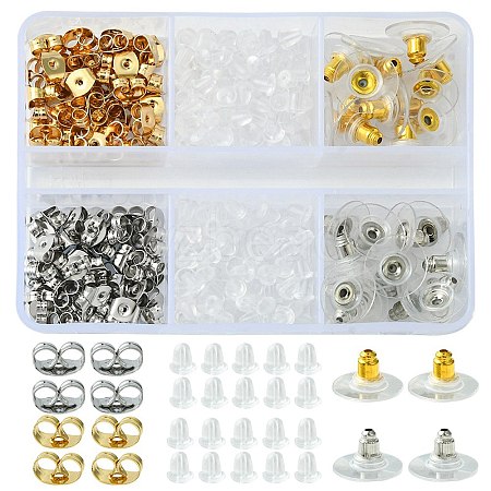 328Pcs 5 Style Brass & Plastic & 304 Stainless Steel Ear Nuts FIND-FS0001-86-1