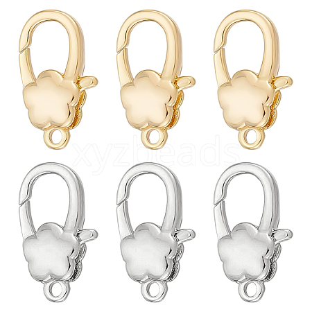 6Pcs 2 Colors Brass Lobster Claw Clasps KK-FG0001-29-1