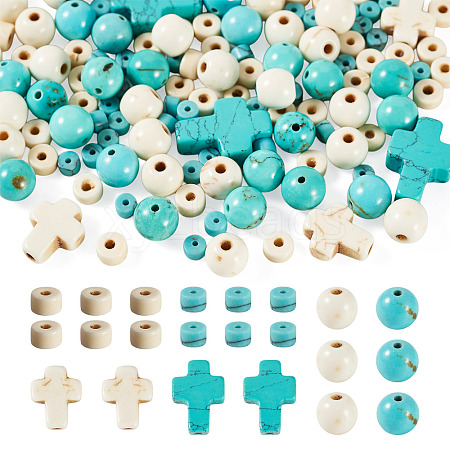 246Pcs 6 Styles Dyed Synthetic Turquoise Beads G-TA0003-31-1