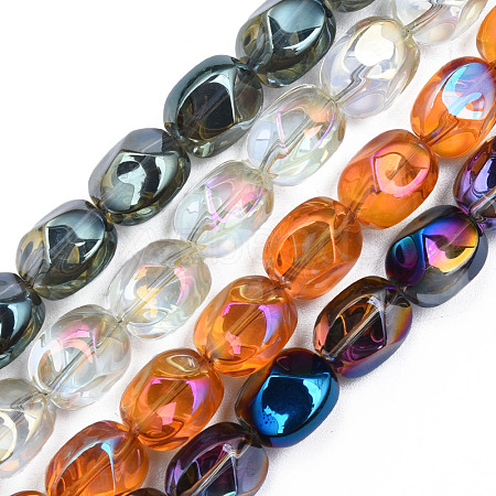 Electroplate Transparent Glass Beads Strands EGLA-N008-016-1
