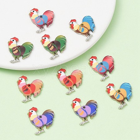 10Pcs 5 Colors Alloy Enamel Pandants ENAM-YW0003-60-1