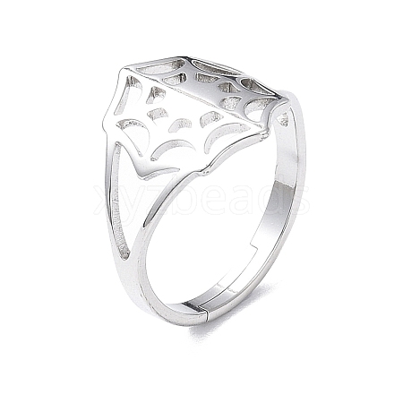 Non-Tarnish 304 Stainless Steel Spider Web Adjustable Rings for Women RJEW-I097-07P-1