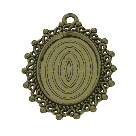 Tibetan Style Alloy Pendant Cabochon Settings TIBE-T003-11AB-NR-1