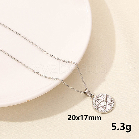 Stainless Steel Moon Sun Chain Necklace Simple Elegant Cool Style RF4782-11-1