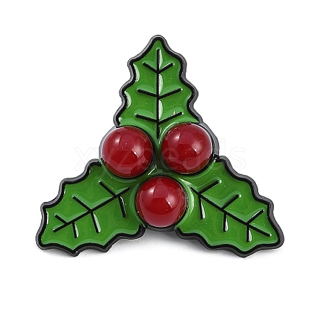 Christmas Theme Pine Leaf Enamel Pins JEWB-Z033-01EB-1