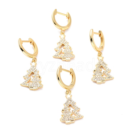 Brass Micro Pave Clear Cubic Zirconia Huggie Hoop Earrings for Christmas ZIRC-I053-03G-1