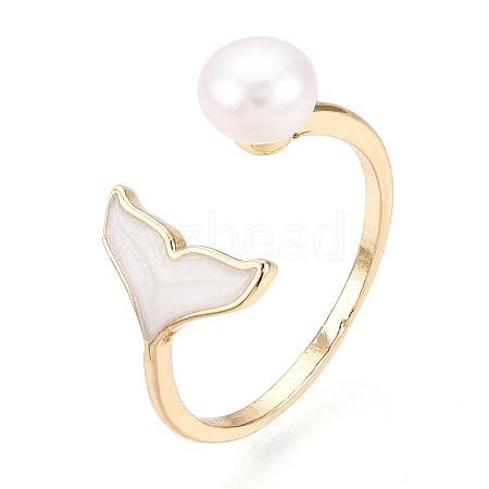 Natural Pearl Open Cuff  Ring with Msilver-Lipped Pearl Oyster PEAR-N022-C10-1