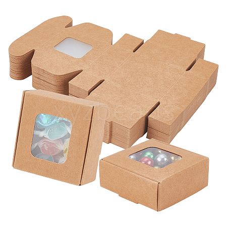 Square Foldable Creative Kraft Paper Box CON-WH0089-20A-1