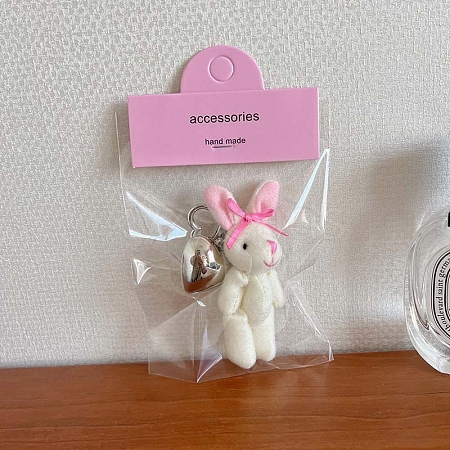 Cute Fluffy Wool Rabbit Keychain PW-WGFE0BE-06-1