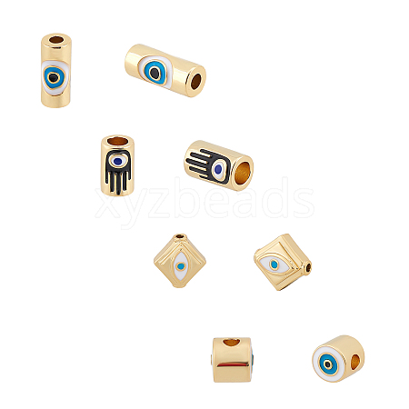 CHGCRAFT 8Pcs 4 Styles Brass Enamel Beads KK-CA0001-40G-1