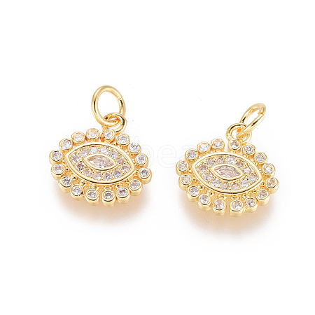 Brass Micro Pave Clear Cubic Zirconia Charms ZIRC-L093-20G-1