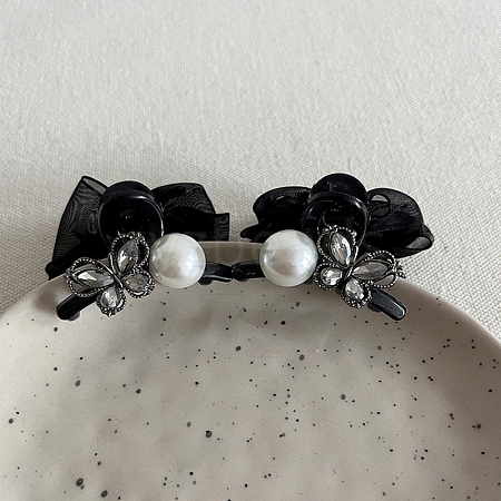 Imitation Pearl Butterfly Claw Hair Clips PW-WGA7C94-01-1