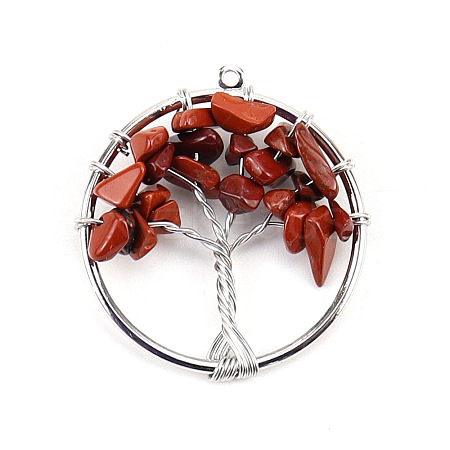 Natural Red Jasper Tree fo Life Pendants WG82707-15-1