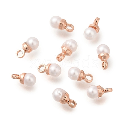 Brass ABS Imitation Pearl Pendants KK-B121-01RG-1