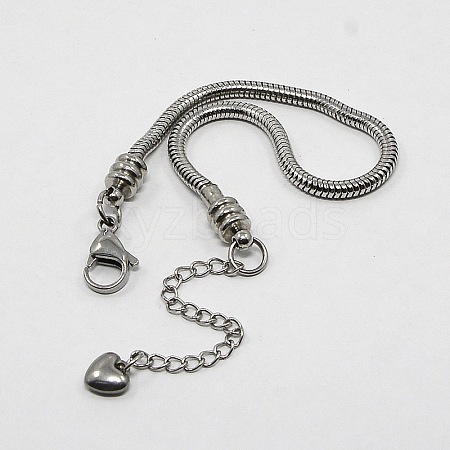 304 Stainless Steel European Round Snake Chains Bracelets STAS-J015-07-1