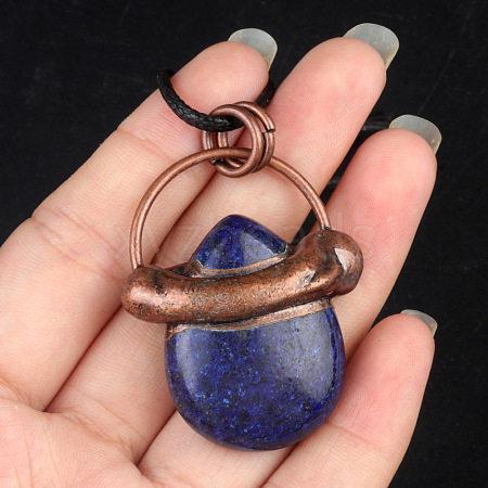 Red Copper Natural Lapis Lazuli Pendants PW-WG1CD35-07-1