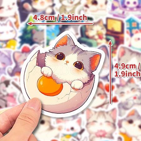50Pcs Cartoon Cat Paper Self-Adhesive Picture Stickers STIC-C010-15-1
