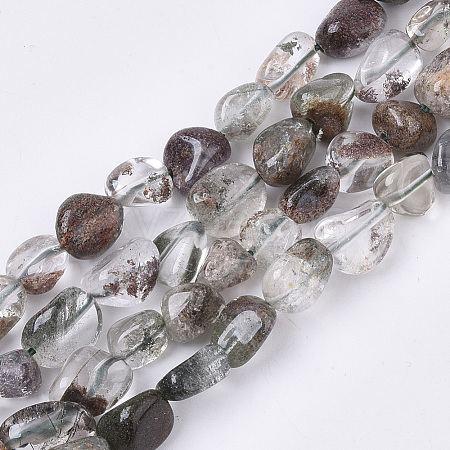 Natural Green Lodolite Quartz/Garden Quartz Beads Strands G-S363-034B-1