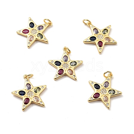Brass Micro Pave Cubic Zirconia Pendants KK-E015-28G-1