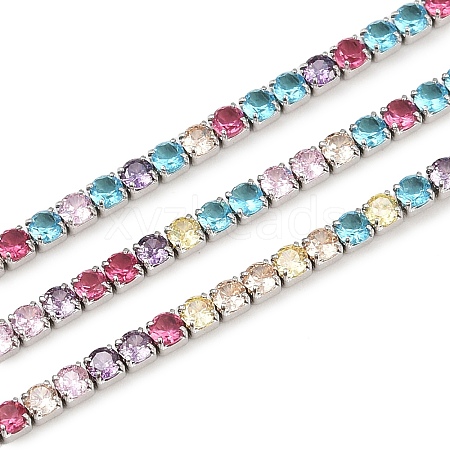 925 Sterling Silver Colorful Cubic Zirconia Chains STER-C016-02A-P01-1