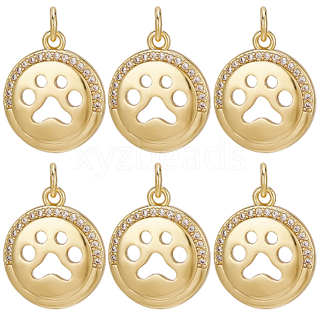 10Pcs Brass Micro Pave Cubic Zirconia Pendants KK-BBC0010-78-1