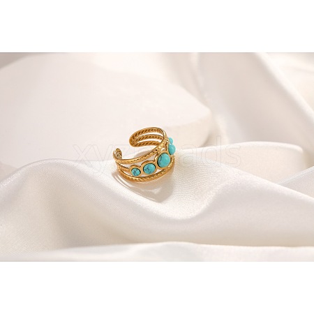 Synthetic Turquoise Finger Rings WG00F31-01-1