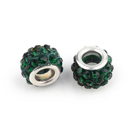 Polymer Clay Rhinestone European Beads CPDL-T001-01-1