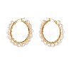 Natural Pearl Beads Brass Hoop Earrings EJEW-JE04565-02-1