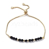 Adjustable Natural Dyed & Heated Black Agate Slider Bracelets BJEW-JB04929-01-1