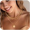 3Pcs Brass Disc Pendant 3 Layer Necklaces for Women FS-WG7502D-04-2