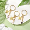 3Pcs 3 Colors Maple Leaf & Cross Alloy Enamel Charm Keychains KEYC-JKC00985-2