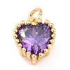 Real 18K Gold Plated Brass Inlaid Cubic Zirconia Charms ZIRC-L100-074G-03-2