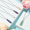 Natural Mixed Gemstone Faceted Bullet Shaped Pendant Necklaces NJEW-JN05026-02-2