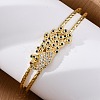 Brass Micro Pave Cubic Zirconia Cuff Bangles for Women BJEW-U025-09G-3