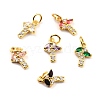 Brass Micro Pave Cubic Zirconia Charms KK-A156-13G-RS-1