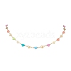 304 Stainless Steel Enamel Colorful Heart Link Chain Necklaces for Women NJEW-JN05165-2