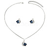 Rhombus Alloy Glass Pendant Necklaces & Stud Earrings Sets for Women FS-WG6EC9E-01-5