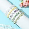 5Pcs 5 Styles Natural Green Aventurine & Quartz Crystal & Prehnite & Citrine & Fluorite Chips Beaded Stretch Bracelet Sets BJEW-JB10872-3