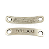 Rectangle Carved Affirmative Word Dream Tibetan Style Alloy Message Links connectors for Bracelet Making X-TIBE-S233-AS-LF-1