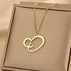 304 Stainless Steel Heart Initial Pendant Necklaces for Women Men FS-WG51A4F-09-1