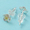 Two Tone 999 Sterling Silver Stud Earrings STER-P052-A04-S-3