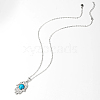 Hamsa Hand Brass Pendant Necklaces with Synthetic Turquoise UG2706-1-3